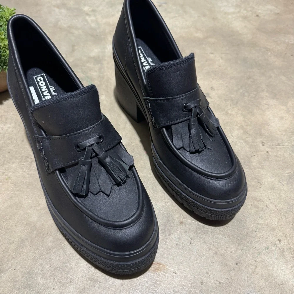 Converse Chuck 70 De Luxe Black Loafers‎ Size 11.5 Chunky Platform Tassel Y2K